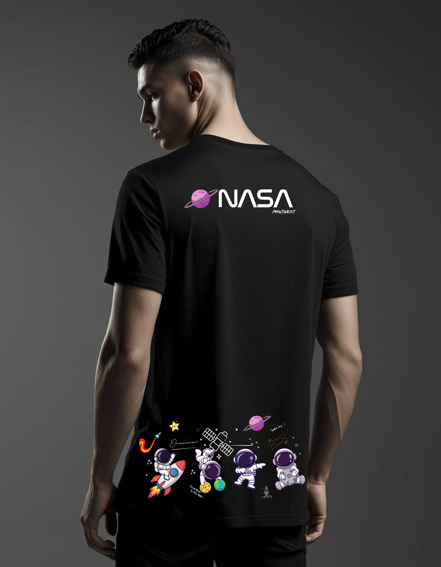 NASA Graphic Oversized T-Shirt – 240 GSM Bio-Washed Cotton | PrintNest