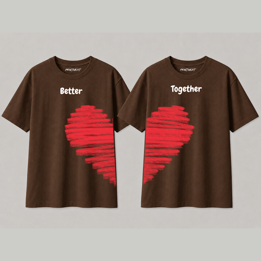 Better Together Couple T-Shirt – Premium 240 GSM Cotton Matching Tee