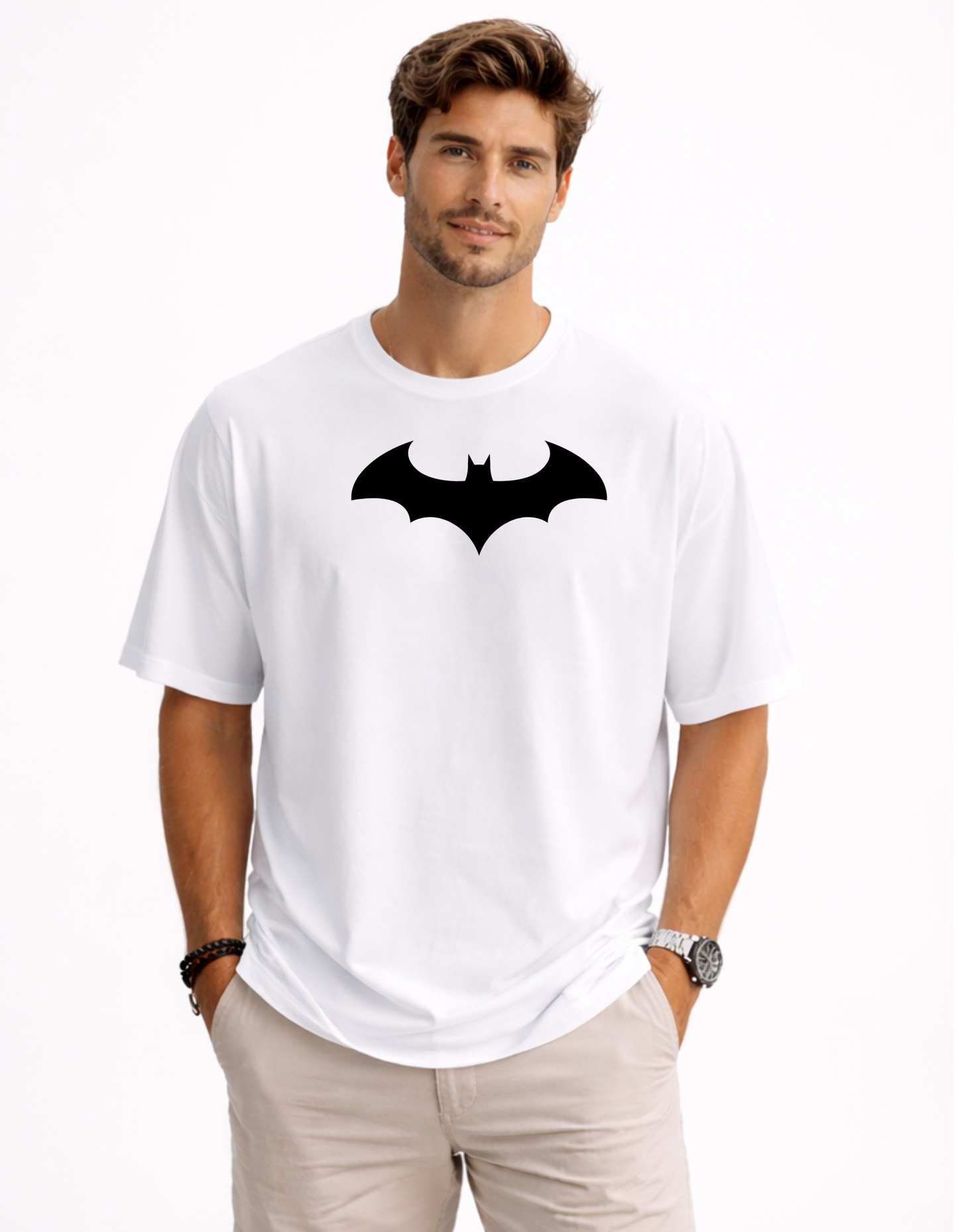 Batman Graphic Oversized T-Shirt – 240 GSM Bio-Washed Cotton | PrintNest