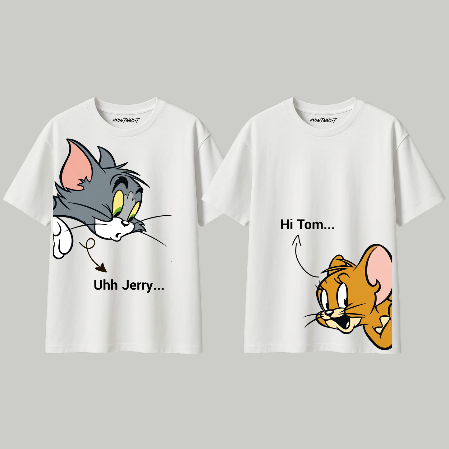 Tom & Jerry Couple T-Shirt Set | Uhh Jerry x Hi Tom | PrintNest