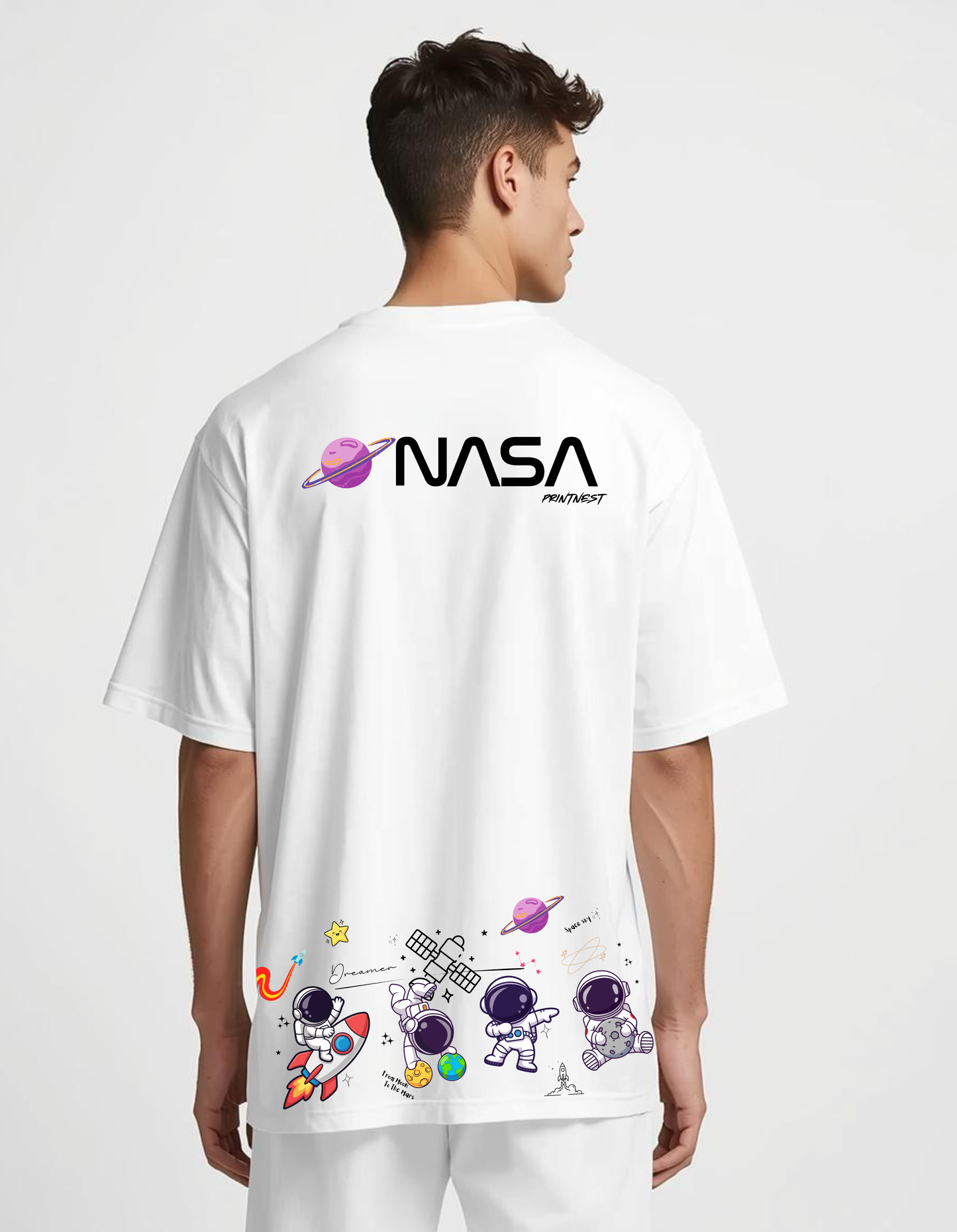 NASA Graphic Oversized T-Shirt – 240 GSM Bio-Washed Cotton | PrintNest