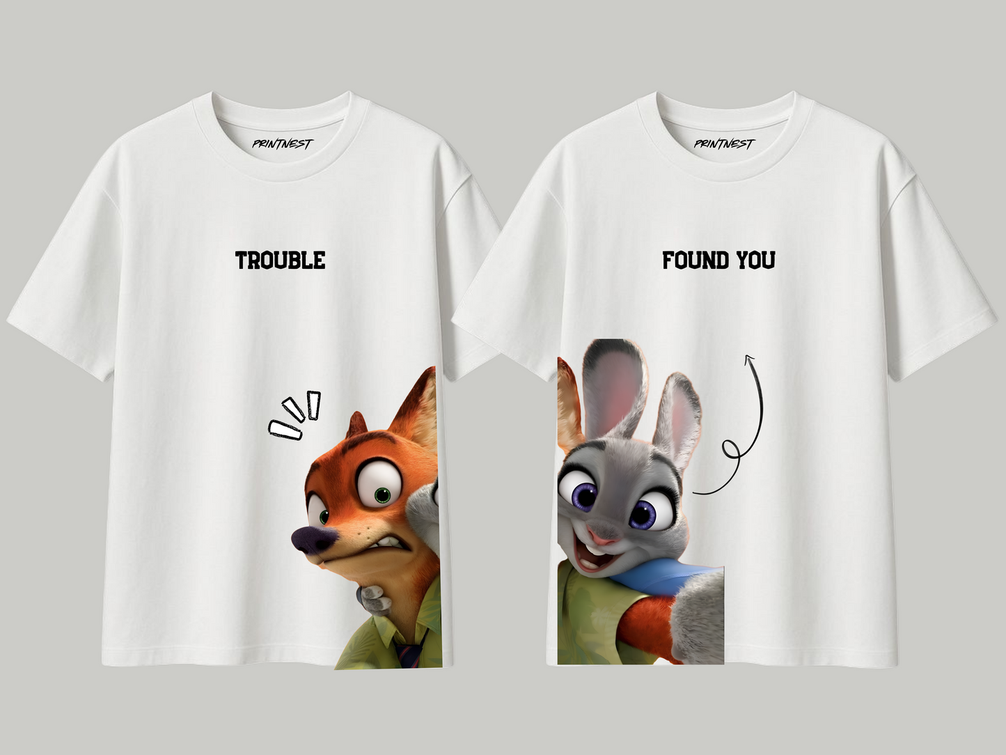Peek A Boo Couple Oversized T-Shirt Set – 240 GSM Premium Cotton | PrintNest