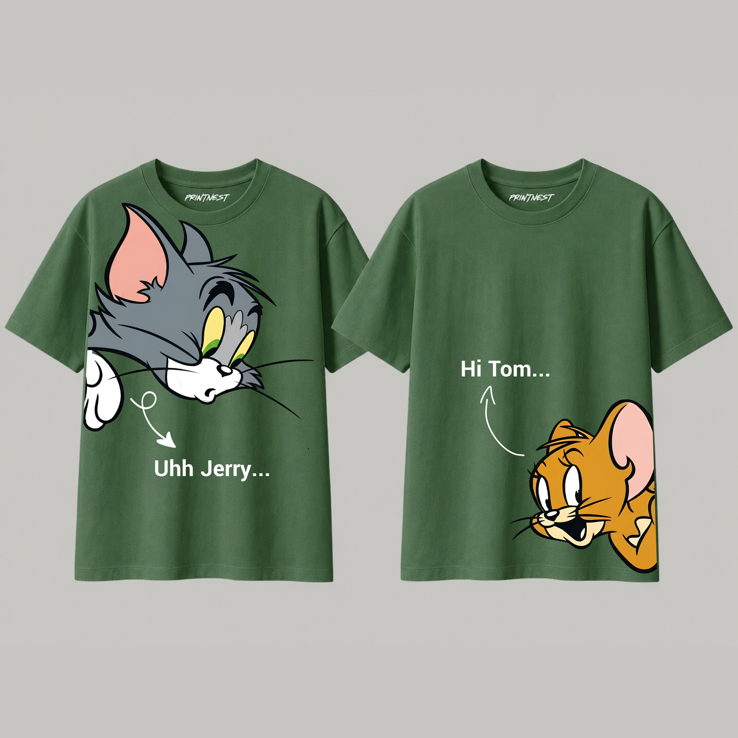 Tom & Jerry Couple T-Shirt Set | Uhh Jerry x Hi Tom | PrintNest