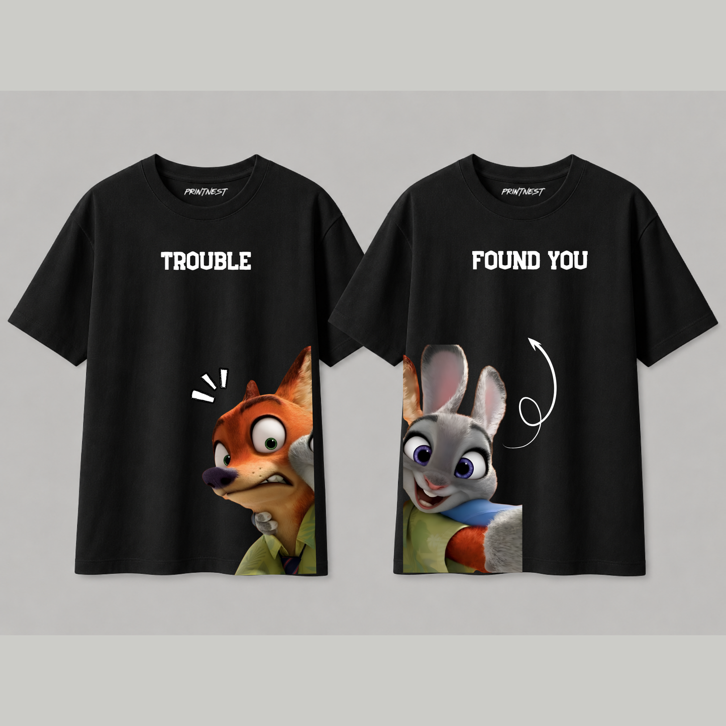 Peek A Boo Couple Oversized T-Shirt Set – 240 GSM Premium Cotton | PrintNest