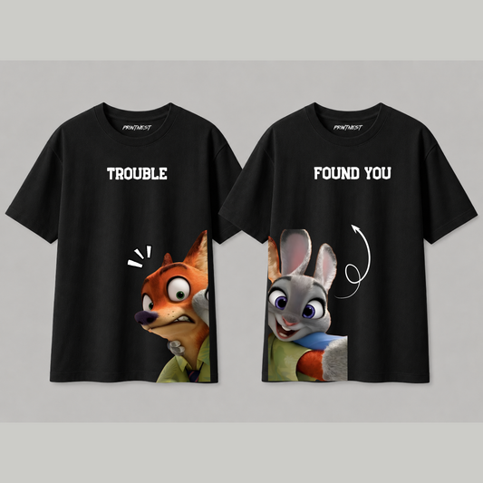 Peek A Boo Couple Oversized T-Shirt Set – 240 GSM Premium Cotton | PrintNest