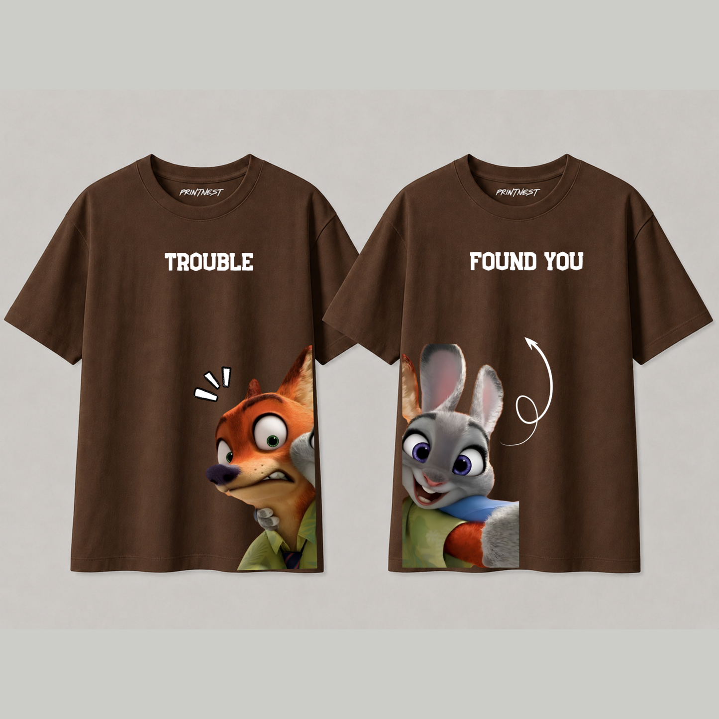 Peek A Boo Couple Oversized T-Shirt Set – 240 GSM Premium Cotton | PrintNest