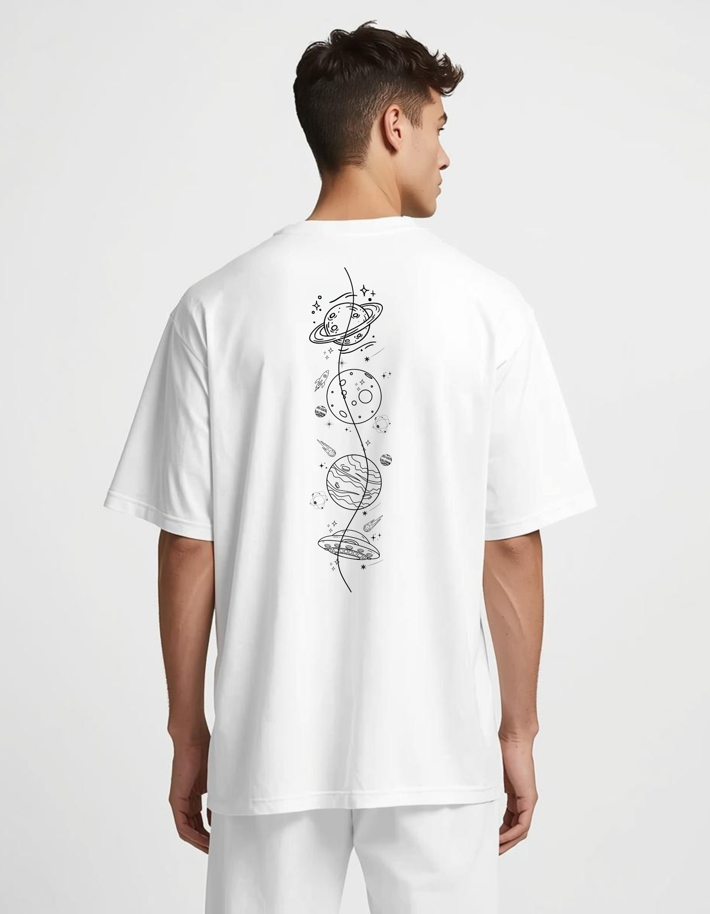 Solar System Planet Oversized T-Shirt – 240 GSM Heavyweight Cotton | PrintNest