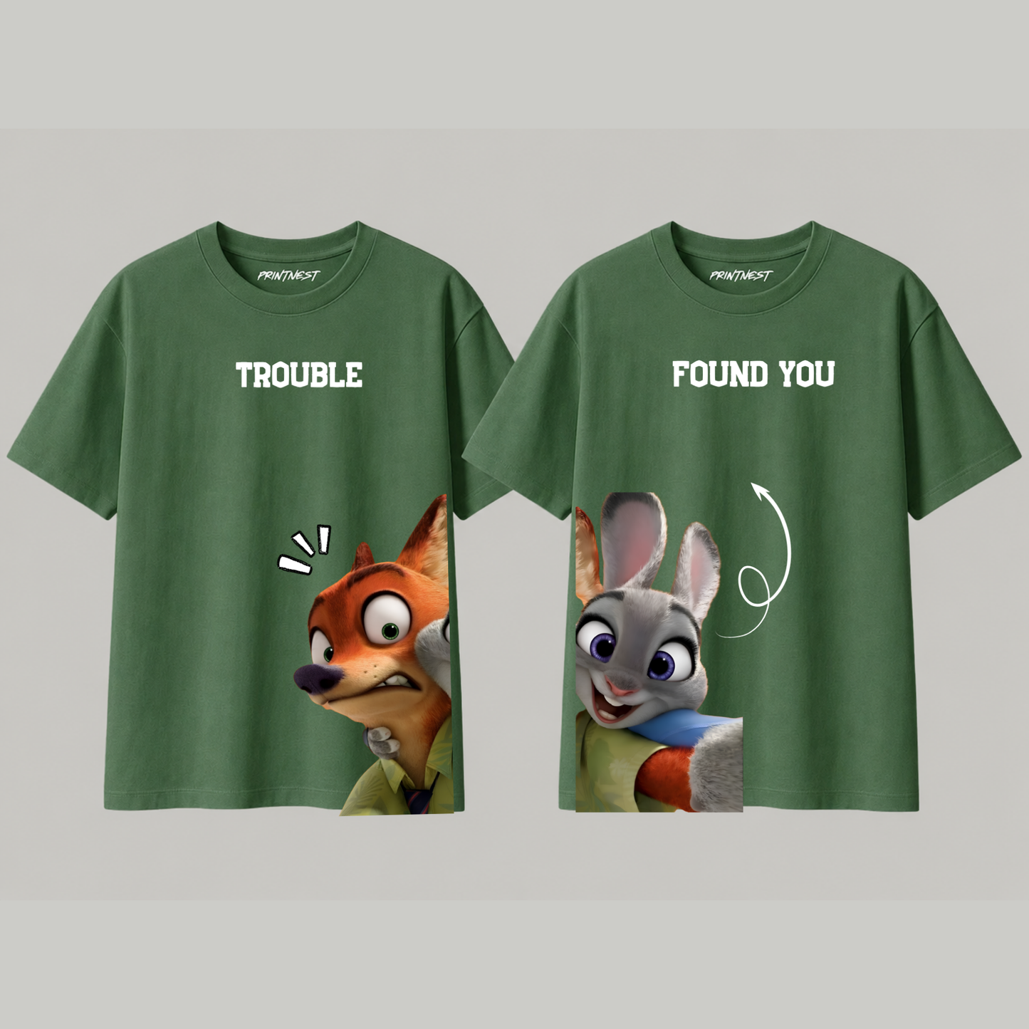 Peek A Boo Couple Oversized T-Shirt Set – 240 GSM Premium Cotton | PrintNest