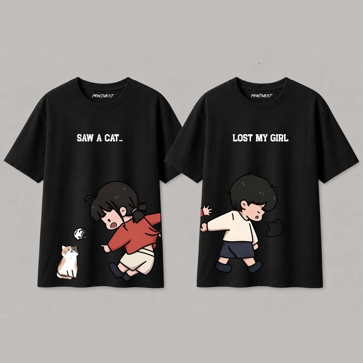Lost My Girl Couple T-Shirt Set – 240 GSM Premium Cotton Matching Wear | PrintNest