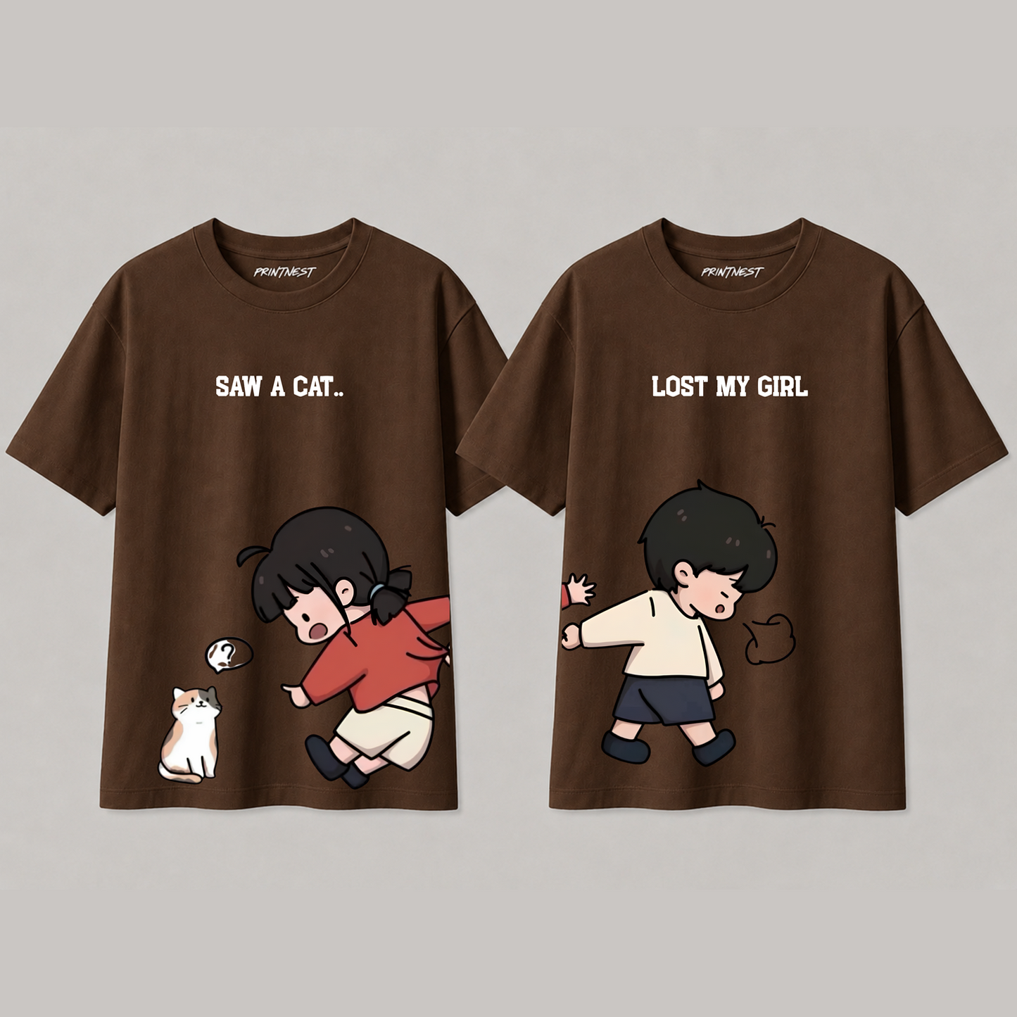 Lost My Girl Couple T-Shirt Set – 240 GSM Premium Cotton Matching Wear | PrintNest