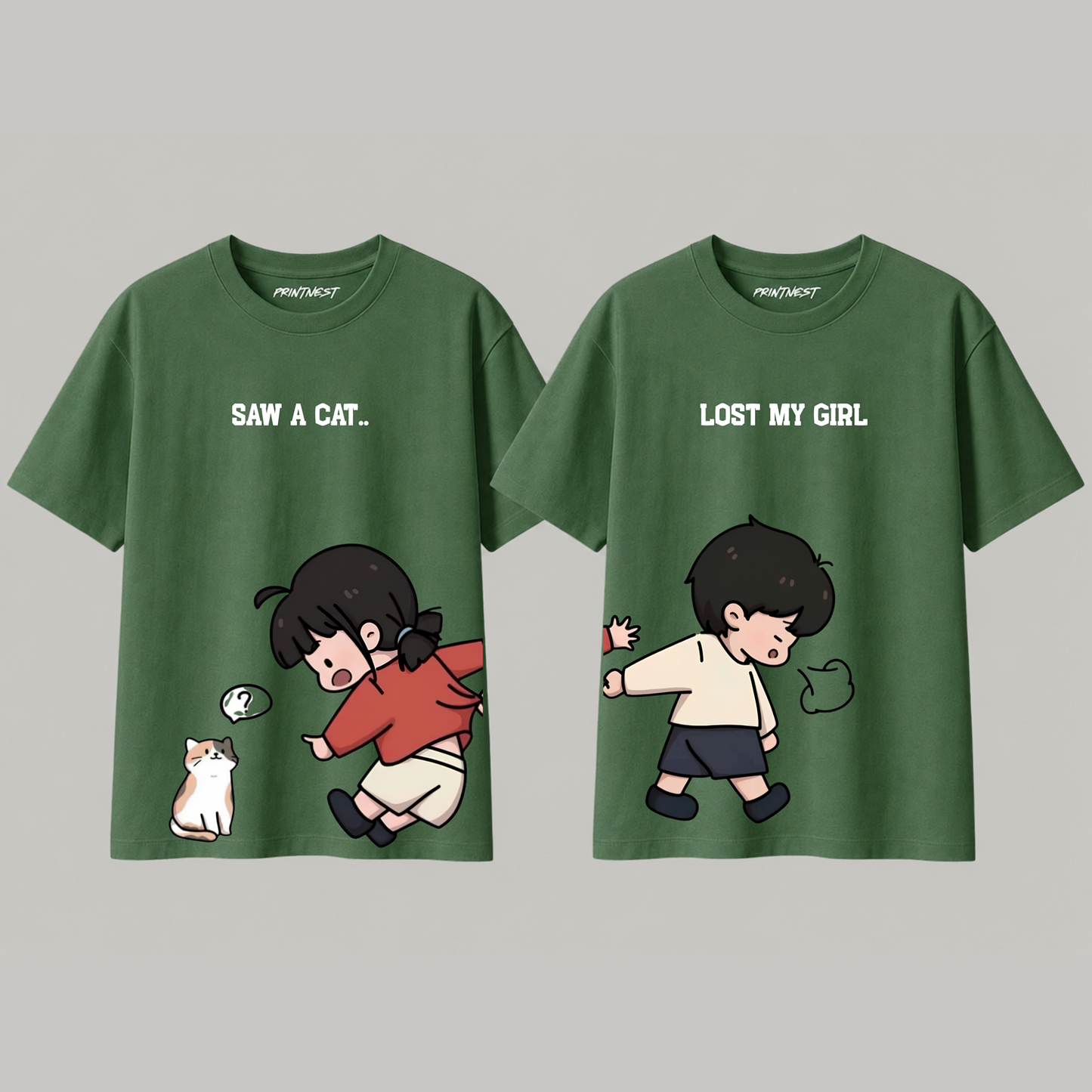 Lost My Girl Couple T-Shirt Set – 240 GSM Premium Cotton Matching Wear | PrintNest