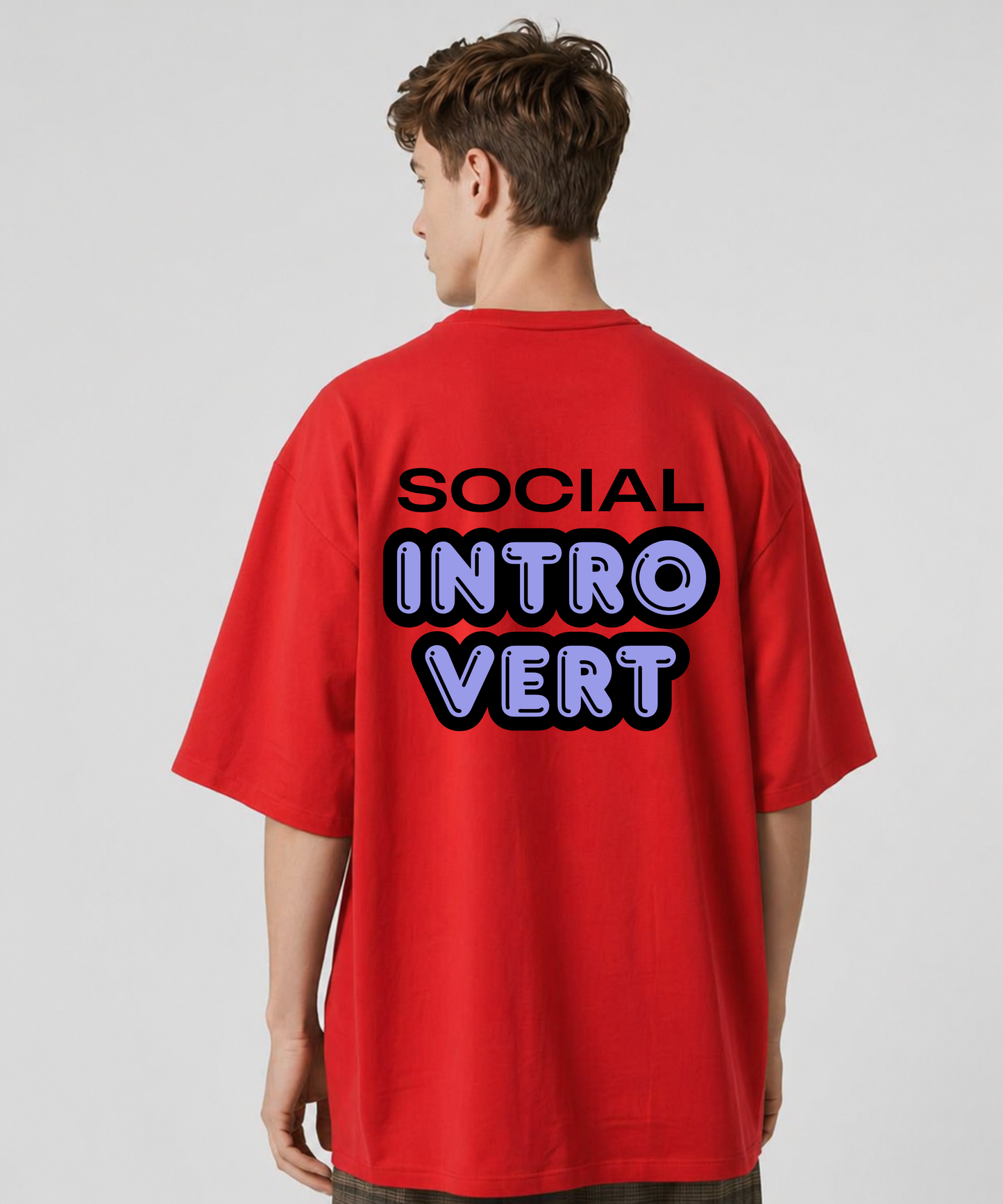 Social Introvert Oversized T-Shirt – 240 GSM 100% Cotton | PrintNest