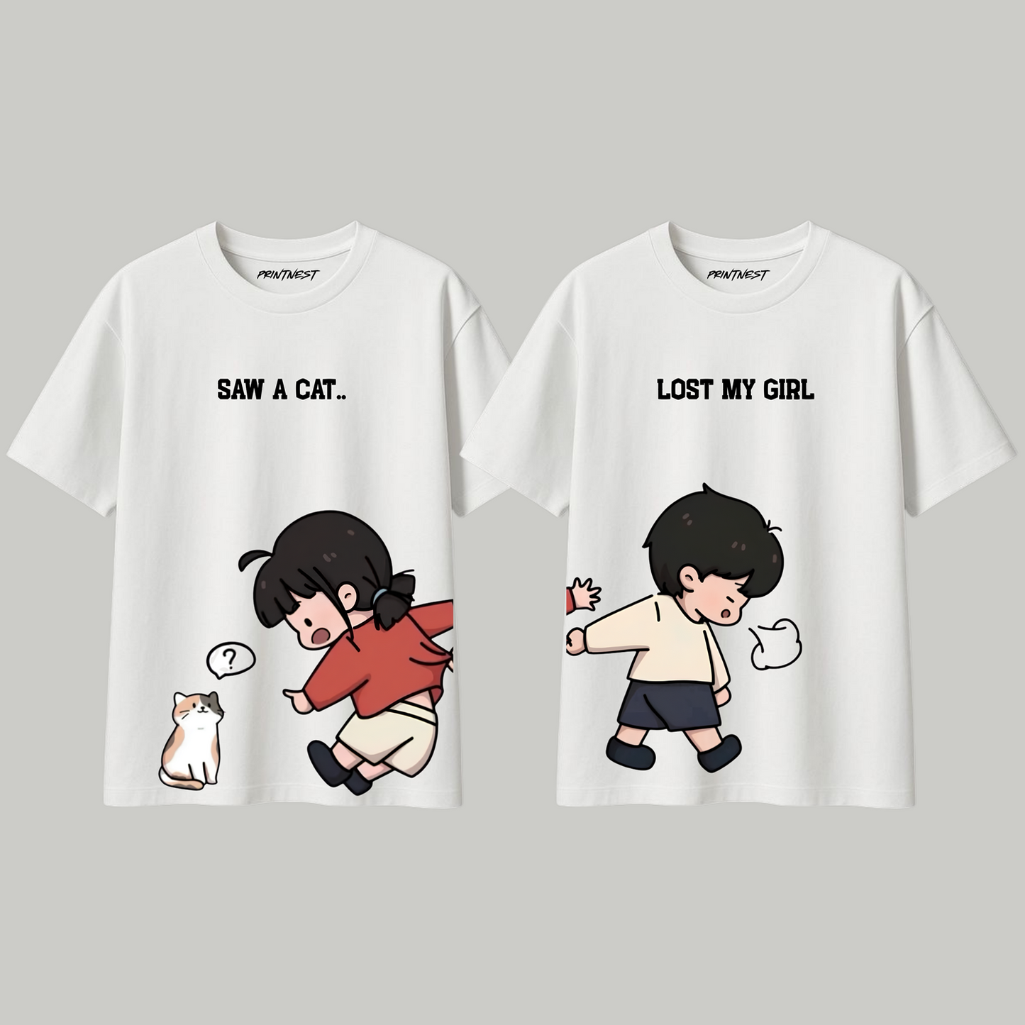 Lost My Girl Couple T-Shirt Set – 240 GSM Premium Cotton Matching Wear | PrintNest