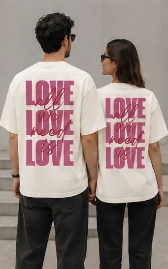 Love Louder in Luxury: "Love" Premium 240 GSM Couple T-Shirts